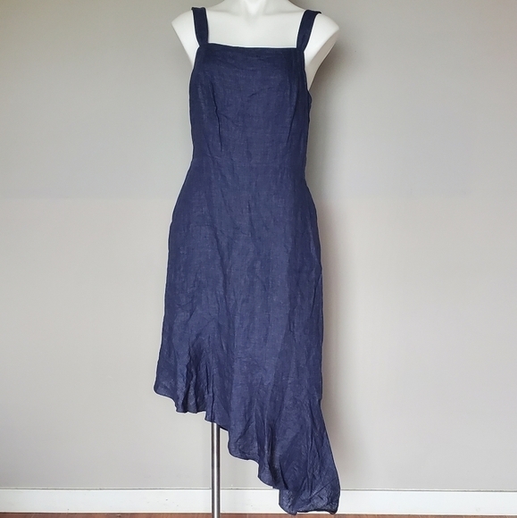 Nordstrom 100% Linen Midi Dress Size 8 - Picture 9 of 9